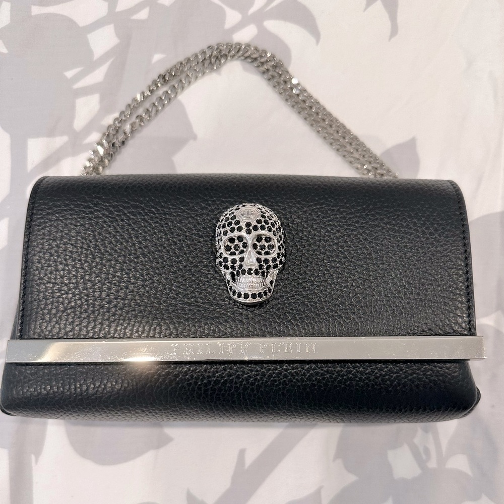 Philipp Plein shoulder bag w/ Black Crystal Skull